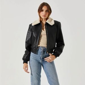 ASTR Trudy Faux Leather Jacket Large Black